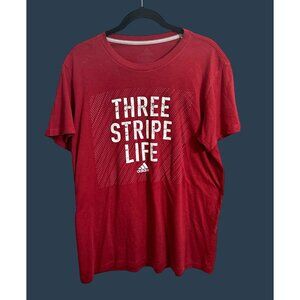 Adidas Mens Red "Three Stripe Life" Graphic T-Shirt L